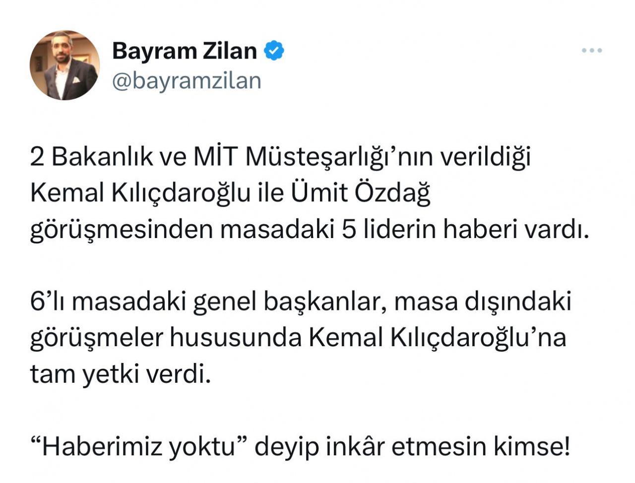 Bayram Zilan açıkladı: Ümit Özdağ ile mutabakattan liderlerin hepsi haberdardı