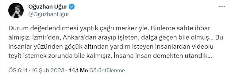 Çalışmaları sekteye uğratan Oğuzhan Uğur’a teşekkür belgesi veren AFAD'a eleştiri yağmuru!