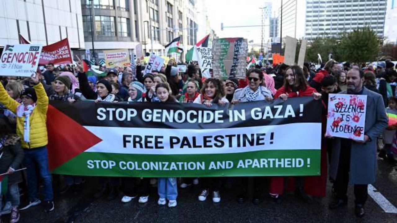 Brüksel’de “Filistin için Avrupa yürüyüşü” düzenlendi