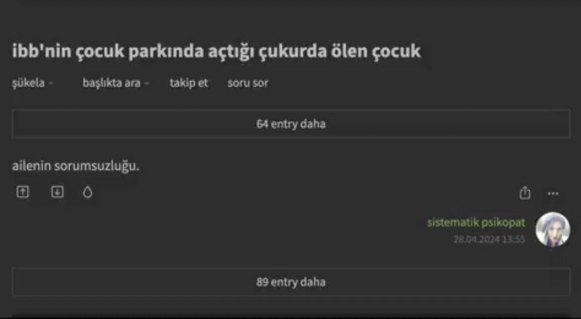 Troller insanlıktan çıktı: İBB çukurunda ölen çocuk için Ekşi Sözlük'te iğrenç yorumlar