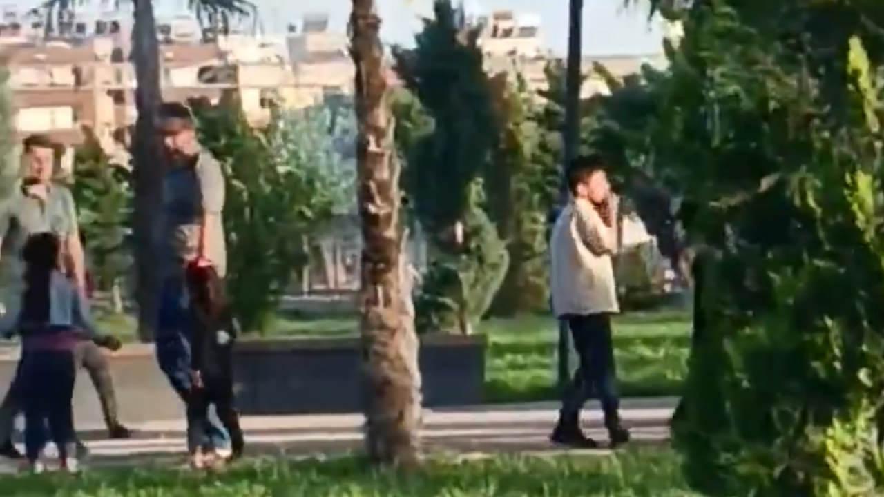 Şanlıurfa’da bir çocuk parktaki ağacı yakmaya kalkıştı