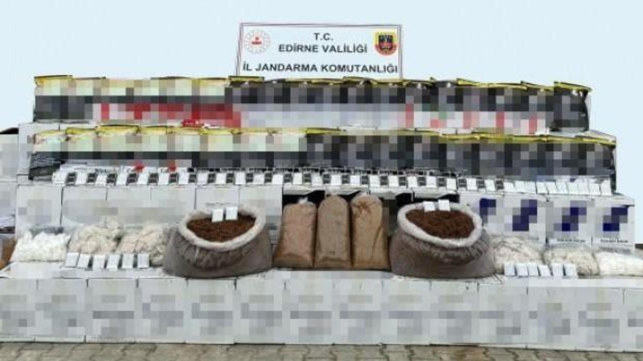 Edirne’de 1 milyon 735 bin makaron ve 107 kilo tütün ele geçirildi