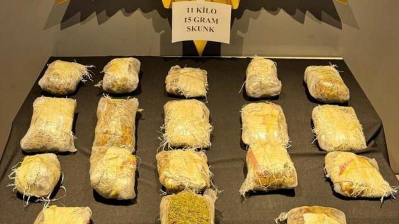 Malatya’da 11 kilo 15 gram skunk ele geçirildi
