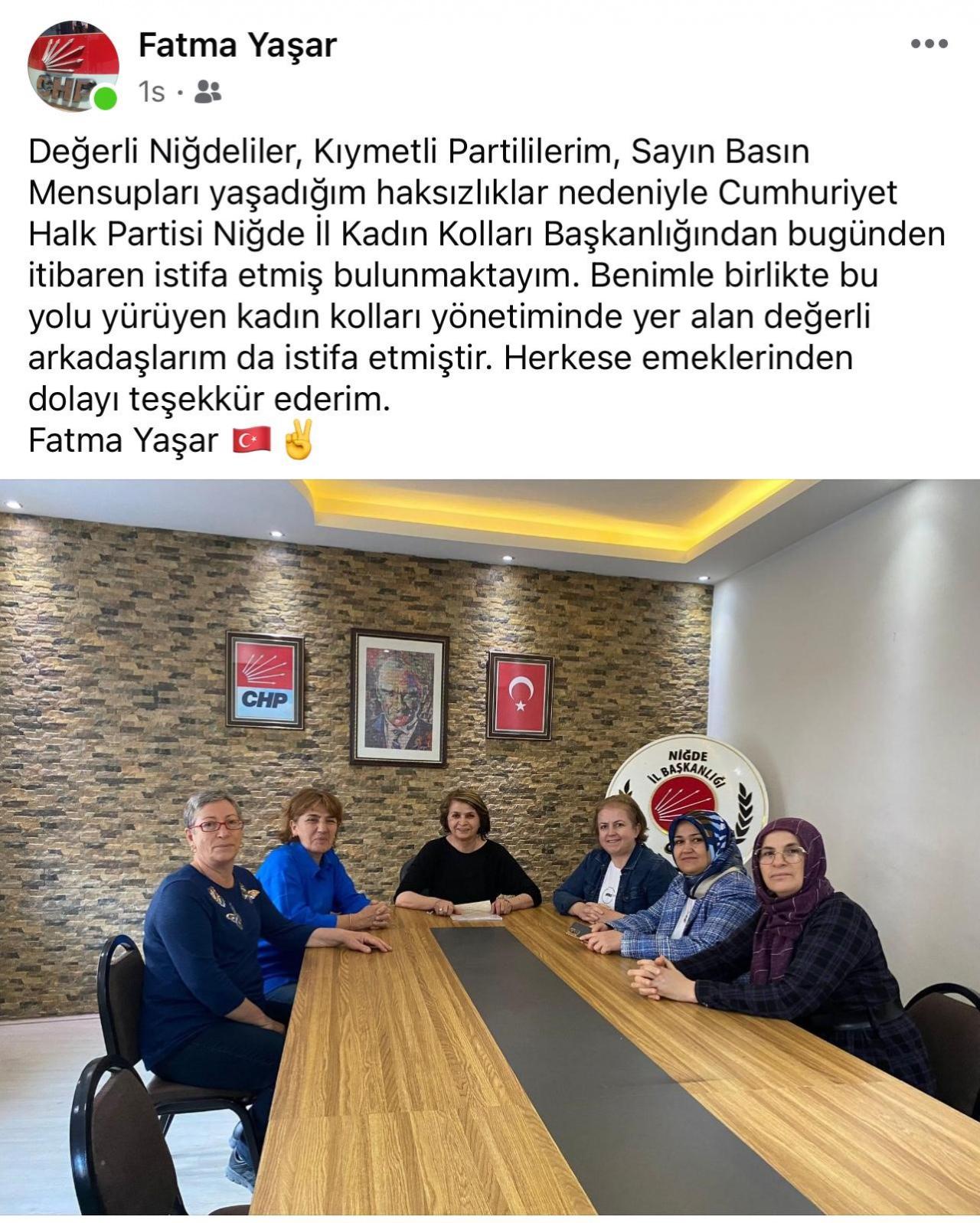 CHP'nin Niğde teşkilatında istifa depremi