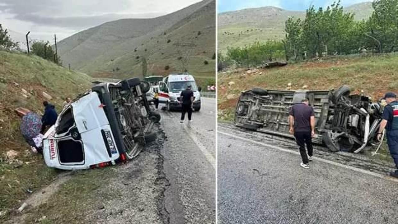 Malatya’da minibüs devrildi: 1’i ağır, 15 yaralı